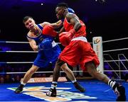 23 February 2019; Patryk Adamus, left, in action against Christian Cekiso during their 57kg bout at the 2019 National Elite Men’s & Women’s Boxing Championships Finals at the National Stadium in Dublin. Photo by Sam Barnes/Sportsfile