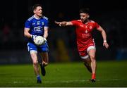 23 February 2019; Conor McManus of Monaghan in action against Pádraig Hampsey of Tyrone during the Allianz Football League Division 1 Round 4 match between Tyrone and Monaghan at Healy Park in Omagh, Co Tyrone. Photo by Stephen McCarthy/Sportsfile