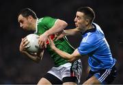 23 February 2019; Keith Higgins of Mayo in action against Cormac Costello of Dublin during the Allianz Football League Division 1 Round 4 match between Dublin and Mayo at Croke Park in Dublin. Photo by Ray McManus/Sportsfile