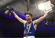 23 February 2019; Adam Hession celebrates following his 52kg bout at the 2019 National Elite Men’s & Women’s Boxing Championships Finals at the National Stadium in Dublin. Photo by Sam Barnes/Sportsfile