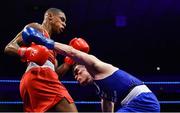 23 February 2019; Gabriel Dossen, left, in action against Emmett Brennan during their 75kg bout at the 2019 National Elite Men’s & Women’s Boxing Championships Finals at the National Stadium in Dublin. Photo by Sam Barnes/Sportsfile