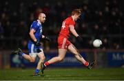 23 February 2019; Peter Harte of Tyrone has a shot on goal during the Allianz Football League Division 1 Round 4 match between Tyrone and Monaghan at Healy Park in Omagh, Co Tyrone. Photo by Stephen McCarthy/Sportsfile