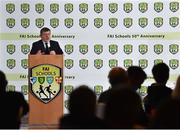 23 February 2019; FAI President Donal Conway speaking during the FAI Schools 50th Anniversary at Knightsbrook Hotel, Trim, Co Meath. Photo by Seb Daly/Sportsfile