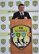 23 February 2019; FAI President Donal Conway speaking during the FAI Schools 50th Anniversary at Knightsbrook Hotel, Trim, Co Meath. Photo by Seb Daly/Sportsfile