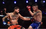 23 February 2019; Adam Gustab, left, in action against Richie Smullen in their Featherweight bout during Bellator 217 at the 3 Arena in Dublin. Photo by David Fitzgerald/Sportsfile