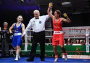 23 February 2019; Carly McNaul, celebrates after being announced as winner against Niamh Early during their 51kg bout at the 2019 National Elite Men’s & Women’s Boxing Championships Finals at the National Stadium in Dublin. Photo by Sam Barnes/Sportsfile