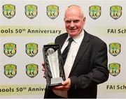 23 February 2019; Seán Carr, Chairman, FAI Schools, with his award during the FAI Schools 50th Anniversary at Knightsbrook Hotel, Trim, Co Meath. Photo by Seb Daly/Sportsfile