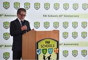 23 February 2019; Hugh Colhoun, Former International Schools Manager, speaking during the FAI Schools 50th Anniversary at Knightsbrook Hotel, Trim, Co Meath. Photo by Seb Daly/Sportsfile