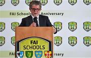 23 February 2019; Hugh Colhoun, Former International Schools Manager, speaking during the FAI Schools 50th Anniversary at Knightsbrook Hotel, Trim, Co Meath. Photo by Seb Daly/Sportsfile