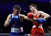 23 February 2019; Thomas O'Toole, right, in action against Tommy Hyde during their 81kg bout at the 2019 National Elite Men’s & Women’s Boxing Championships Finals at the National Stadium in Dublin. Photo by Sam Barnes/Sportsfile