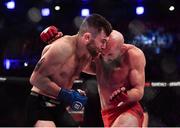 23 February 2019; Myles Price, left, in action against Peter Queally in their Lightweight bout during Bellator 217 at the 3 Arena in Dublin. Photo by David Fitzgerald/Sportsfile
