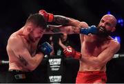 23 February 2019; Peter Queally, right, in action against Myles Price in their Lightweight bout during Bellator 217 at the 3 Arena in Dublin. Photo by David Fitzgerald/Sportsfile