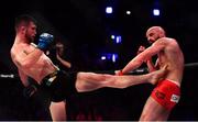 23 February 2019; Myles Price, left, in action against Peter Queally in their Lightweight bout during Bellator 217 at the 3 Arena in Dublin. Photo by David Fitzgerald/Sportsfile