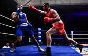 23 February 2019; Dean Gardiner, right, in action against Martin Keenan during their 91+kg bout at the 2019 National Elite Men’s & Women’s Boxing Championships Finals at the National Stadium in Dublin. Photo by Sam Barnes/Sportsfile