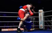 23 February 2019; Dean Gardiner, left, knocks down Martin Keenan during their 91+kg bout at the 2019 National Elite Men’s & Women’s Boxing Championships Finals at the National Stadium in Dublin. Photo by Sam Barnes/Sportsfile