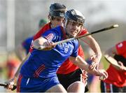 23 February 2019; Brian Buckley of Mary Immaculate College in action against Colm Roche of University College Cork during the Electric Ireland HE GAA Fitzgibbon Cup Final match between Mary Immaculate College and University College Cork at Waterford IT in Waterford. Photo by Matt Browne/Sportsfile