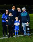 22 February 2019; Matchday mascot 8 year old Sam Nolan, from Tinahely, Co. Wicklow, with Leinster players Joe Tomane and Nick McCarthy at the Guinness PRO14 Round 16 match between Leinster and Southern Kings at the RDS Arena in Dublin. Photo by Ramsey Cardy/Sportsfile