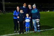 22 February 2019; Matchday mascot 8 year old Sam Nolan, from Tinahely, Co. Wicklow, with Leinster players Joe Tomane and Nick McCarthy at the Guinness PRO14 Round 16 match between Leinster and Southern Kings at the RDS Arena in Dublin. Photo by Ramsey Cardy/Sportsfile