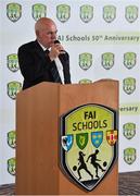 23 February 2019; Seán Carr, Chairman, FAI Schools, speaking during the FAI Schools 50th Anniversary at Knightsbrook Hotel, Trim, Co Meath. Photo by Seb Daly/Sportsfile