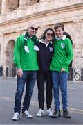 24 February 2019; Ireland supporters, from left, Ciaran, Caragh and Sam Connor from Innishannon, Co. Cork prior to the Guinness Six Nations Rugby Championship match between Italy and Ireland at the Stadio Olimpico in Rome, Italy. Photo by Ramsey Cardy/Sportsfile