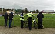 24 February 2019; Local Garda Inspector Goretti Sheridan and Sergent Eunan Walsh watch the build up to the Allianz Football League Division 2 Round 4 match between Donegal and Fermanagh at O'Donnell Park in Letterkenny, Co Donegal. Photo by Oliver McVeigh/Sportsfile