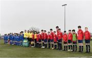 24 February 2019; The teams ahead of the SFAI SUBWAY Liam Miller Cup Championship Final match between Mayo and Cavan/Monaghan at Mullingar Athletic FC in Gainestown, Mullingar, Co. Westmeath. Photo by Sam Barnes/Sportsfile