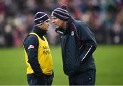 24 February 2019; Galway manager Kevin Walsh and selector Brian Silke, left, prior to the Allianz Football League Division 1 Round 4 match between Galway and Kerry at Tuam Stadium in Tuam, Galway.  Photo by Stephen McCarthy/Sportsfile