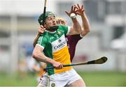 24 February 2019; Paddy Rigney of Offaly in action against Davey Glennon of Galway during the Allianz Hurling League Division 1B Round 4 match between Offaly and Galway at Bord Na Mona O'Connor Park in Tullamore, Offaly. Photo by Matt Browne/Sportsfile