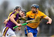 24 February 2019; Liam Og McGovern of Wexford in action against Jack Browne of Clare during the Allianz Hurling League Division 1A Round 4 match between Clare and Wexford at Cusack Park in Ennis, Clare. Photo by Eóin Noonan/Sportsfile