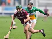 24 February 2019; Brian Concannon of Galway in action against Ben Conneely of Offaly during the Allianz Hurling League Division 1B Round 4 match between Offaly and Galway at Bord Na Mona O'Connor Park in Tullamore, Offaly. Photo by Matt Browne/Sportsfile