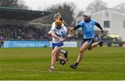 24 February 2019; Thomas Ryan of Waterford scores his side's second goal, despite the challenge of Darragh O’Connell of Dublin during the Allianz Hurling League Division 1B Round 4 match between Dublin and Waterford at Parnell Park in Donnycarney, Dublin. Photo by Daire Brennan/Sportsfile