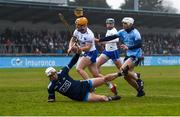 24 February 2019; Thomas Ryan of Waterford scores his side's second goal, despite the challenge of Alan Nolan, left, and Darragh O’Connell of Dublin during the Allianz Hurling League Division 1B Round 4 match between Dublin and Waterford at Parnell Park in Donnycarney, Dublin. Photo by Daire Brennan/Sportsfile