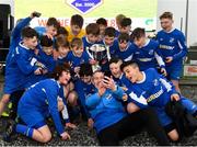 24 February 2019; The Cavan/ Monaghan manager Francis Matthews team take a selfie with the Liam Miller cup and his team following the SFAI SUBWAY Liam Miller Cup Championship Final match between Mayo and Cavan/ Monaghan at Mullingar Athletic FC in Gainestown, Mullingar, Co. Westmeath. Photo by Sam Barnes/Sportsfile