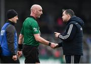 24 February 2019; Wexford manager Davy Fitzgerald protests to referee John Keenan following the Allianz Hurling League Division 1A Round 4 match between Clare and Wexford at Cusack Park in Ennis, Clare. Photo by Eóin Noonan/Sportsfile