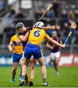 24 February 2019; Jack O'Connor of Wexford in action against Conor Cleary of Clare during the Allianz Hurling League Division 1A Round 4 match between Clare and Wexford at Cusack Park in Ennis, Clare. Photo by Eóin Noonan/Sportsfile