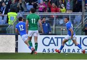 24 February 2019; Edoardo Padovani of Italy celebrates after scoring his side's first try during the Guinness Six Nations Rugby Championship match between Italy and Ireland at the Stadio Olimpico in Rome, Italy. Photo by Brendan Moran/Sportsfile