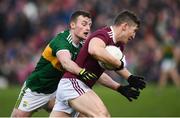 24 February 2019; Johnny Heaney of Galway in action against Tom O'Sullivan of Kerry during the Allianz Football League Division 1 Round 4 match between Galway and Kerry at Tuam Stadium in Tuam, Galway.  Photo by Stephen McCarthy/Sportsfile