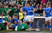 24 February 2019; Conor Murray of Ireland scores his side's fourth try during the Guinness Six Nations Rugby Championship match between Italy and Ireland at the Stadio Olimpico in Rome, Italy. Photo by Brendan Moran/Sportsfile
