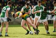 24 February 2019; Jamie Brennan of Donegal in action against Ryan Jones, Conal Jones, Kane Connor and Ulthem Kelm of Fermanagh during the Allianz Football League Division 2 Round 4 match between Donegal and Fermanagh at O'Donnell Park in Letterkenny, Co Donegal. Photo by Oliver McVeigh/Sportsfile
