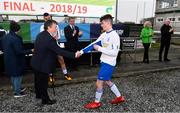 24 February 2019; FAI President Donal Conway presented the runners up medals to Waterford SL players following the U15 SFAI SUBWAY Championship Final match between DDSL and Waterford SL at Mullingar Athletic FC in Gainestown, Mullingar, Co. Westmeath. Photo by Sam Barnes/Sportsfile