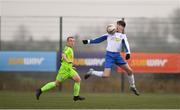 24 February 2019; Ziggy Galvin of Waterford SL in action against  Cain Dunne of DDSL during the U15 SFAI SUBWAY Championship Final match between DDSL and Waterford SL at Mullingar Athletic FC in Gainestown, Mullingar, Co. Westmeath. Photo by Sam Barnes/Sportsfile