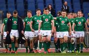 24 February 2019; The Ireland team, including Jonathan Sexton and John Cooney, centre, following the Guinness Six Nations Rugby Championship match between Italy and Ireland at the Stadio Olimpico in Rome, Italy. Photo by Ramsey Cardy/Sportsfile