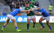 24 February 2019; Tadhg Furlong of Ireland is tackled by Michele Campagnaro, left, and Leonardo Ghiraldini of Italy during the Guinness Six Nations Rugby Championship match between Italy and Ireland at the Stadio Olimpico in Rome, Italy. Photo by Brendan Moran/Sportsfile
