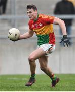24 February 2019; Jordan Morrissey of Carlow during the Allianz Football League Division 3 Round 4 match between Offaly and Carlow at Bord Na Mona O'Connor Park in Tullamore, Offaly. Photo by Matt Browne/Sportsfile