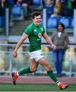 24 February 2019; Jacob Stockdale of Ireland celebrates after scoring his side's second try during the Guinness Six Nations Rugby Championship match between Italy and Ireland at the Stadio Olimpico in Rome, Italy. Photo by Ramsey Cardy/Sportsfile
