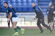 24 February 2019; Ireland head coach Joe Schmidt and Caolin Blade ahead of the Guinness Six Nations Rugby Championship match between Italy and Ireland at the Stadio Olimpico in Rome, Italy. Photo by Ramsey Cardy/Sportsfile