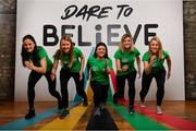 25 February 2019; Athletes and Developers, from left, Kellie Harrington, Irish World Champion Boxer, Claire Lambe, Irish Olympic Rower, Nicole Turner, Irish Paralympic Swimmer, Róisín McGettigan, Programme Developer, and Róisín Jones, Programme Developer, have teamed up with the Olympic Federation of Ireland to launch Dare to Believe, a school activation programme championed and supported by the Athletes’ Commission. Olympism, Paralympism and the benefits of sport will be promoted in schools nationwide by some of Ireland’s best known and most accomplished athletes in a fun and interactive manner. The initial pilot phase is targeting the fifth and sixth class students in primary schools. #DareToBelieve Photo by Seb Daly/Sportsfile