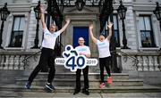 25 February 2019; KBC Dublin Marathon announce 2,500 extra spots will go on sale in July, bringing entry to a record number of 22,500. 2019 is the 40th Year Anniversary of the Dublin Marathon with, from left, Martin Kelly, the youngest, Frank Behan, the most senior and Mary Nolan Hickey, the only female, to have competed in all 39 Dublin marathons since 1980 present at today’s announcement at the Mansion House in Dublin. Photo by David Fitzgerald/Sportsfile