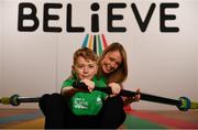 25 February 2019; Claire Lambe, Irish Olympic Rower, and Lennon Byrne-McGettigan, age 12, from Wicklow, Co. Wicklow, teamed up with the Olympic Federation of Ireland to launch Dare to Believe, a school activation programme championed and supported by the Athletes’ Commission. Olympism, Paralympism and the benefits of sport will be promoted in schools nationwide by some of Ireland’s best known and most accomplished athletes in a fun and interactive manner. The initial pilot phase is targeting the fifth and sixth class students in primary schools. #DareToBelieve Photo by Seb Daly/Sportsfile