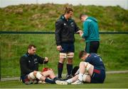 25 February 2019; Tadhg Beirne, Arno Botha and Fineen Wycherley prepare for lineout practice prior to Munster Rugby squad training at the University of Limerick in Limerick. Photo by Diarmuid Greene/Sportsfile